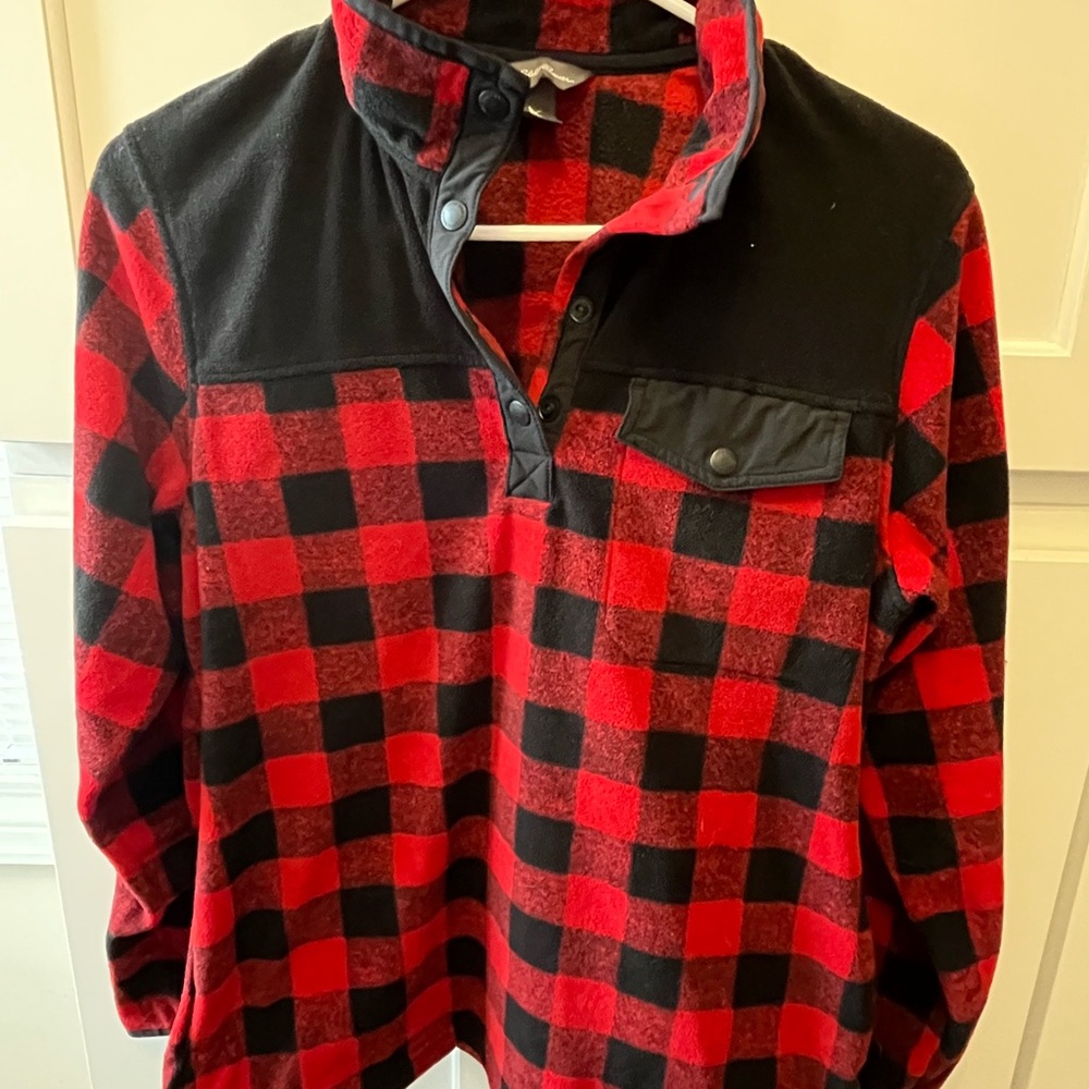 Eddie Bauer Red and Black Checkered Pullover